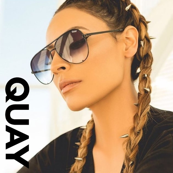 Quay High Key Mini 126 Black/smoked lenses  Aviator Sunglasses Polarized - Picture 2 of 8